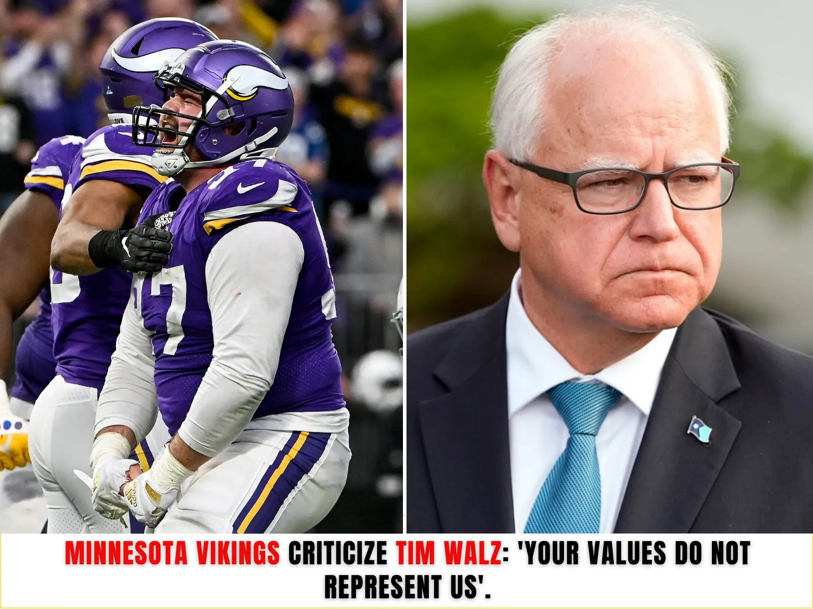 Breaking News: Minnesota Vikings Criticize Tim Walz: ‘your Values ​​do Not Represent Us’.