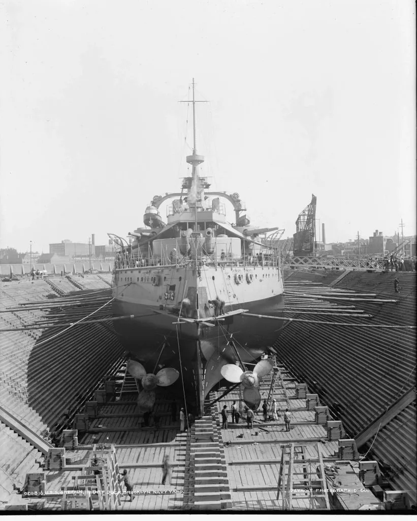 USS Oregon (BB-3): The Last of the Indiana Class Battleships in the Brooklyn Navy Yard Dry Dock, 1898