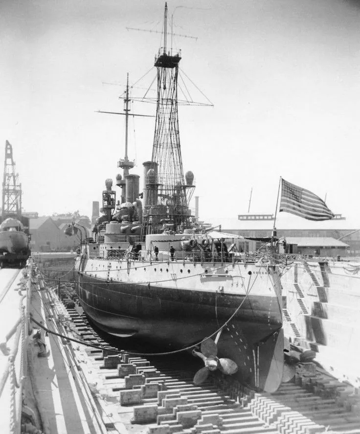 USS Oregon (BB-3): The Last of the Indiana Class Battleships in the Brooklyn Navy Yard Dry Dock, 1898