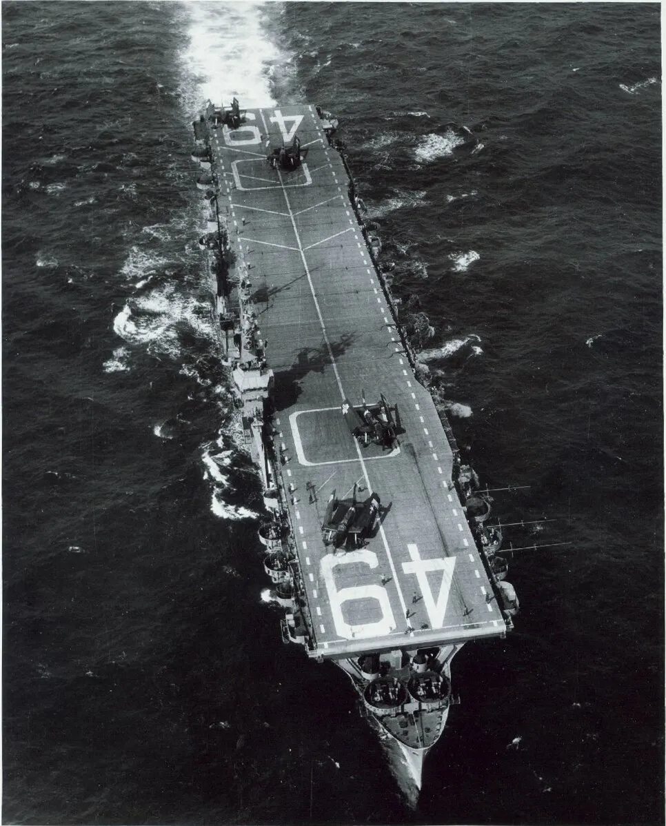 Historic Naval Giants: The USS Leyte (CV-32) and USS Wright (CVL-49) Docked at Quonset Point, 1950