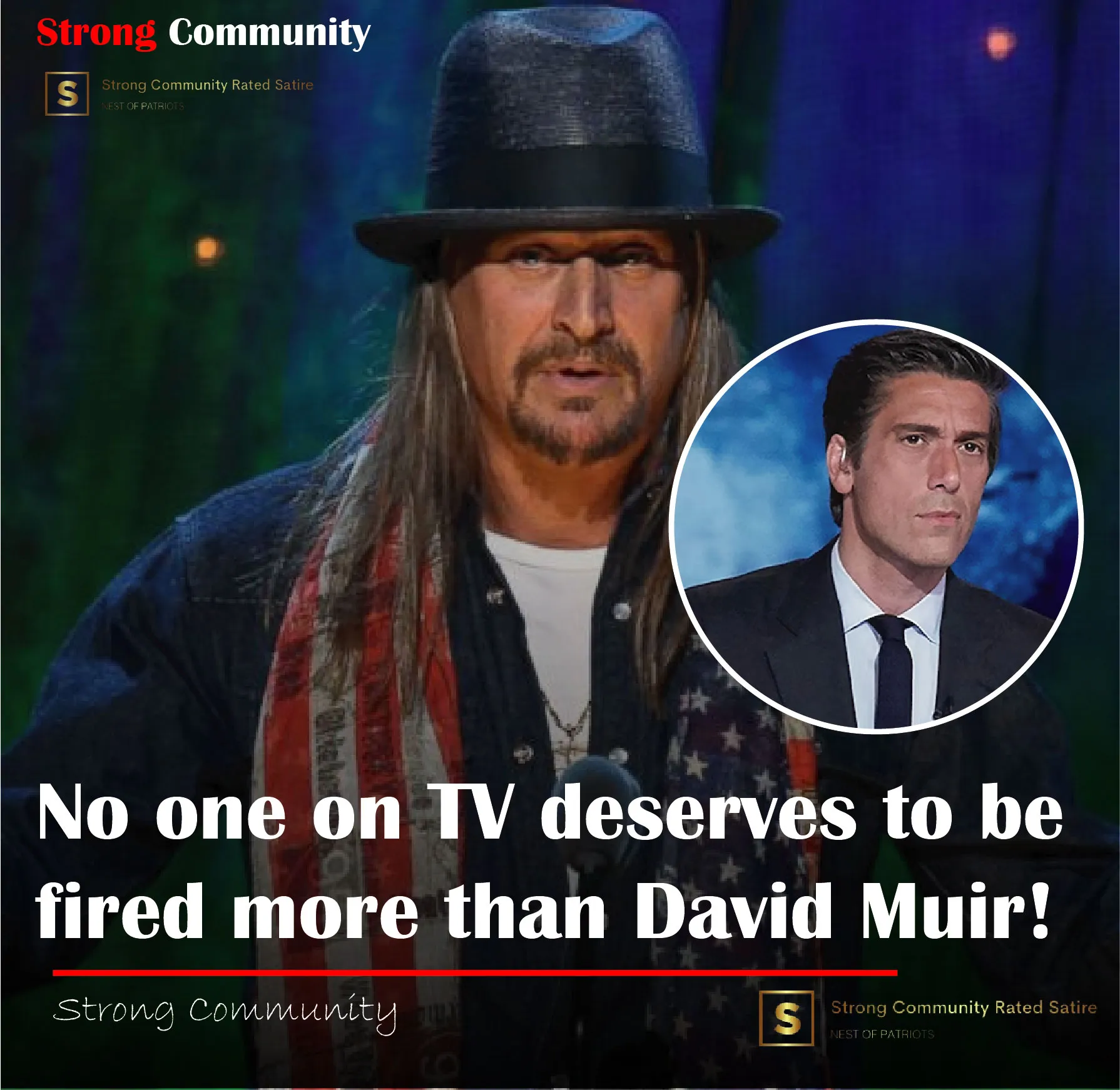 Couldn't agree more! David Muir has been pushing the same biased garbage for too long. It's about time someone called him out! Kid Rock nailed it.