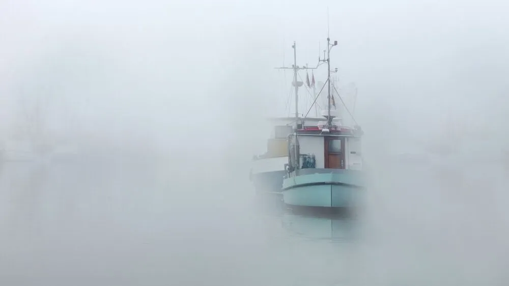 a ship in fog