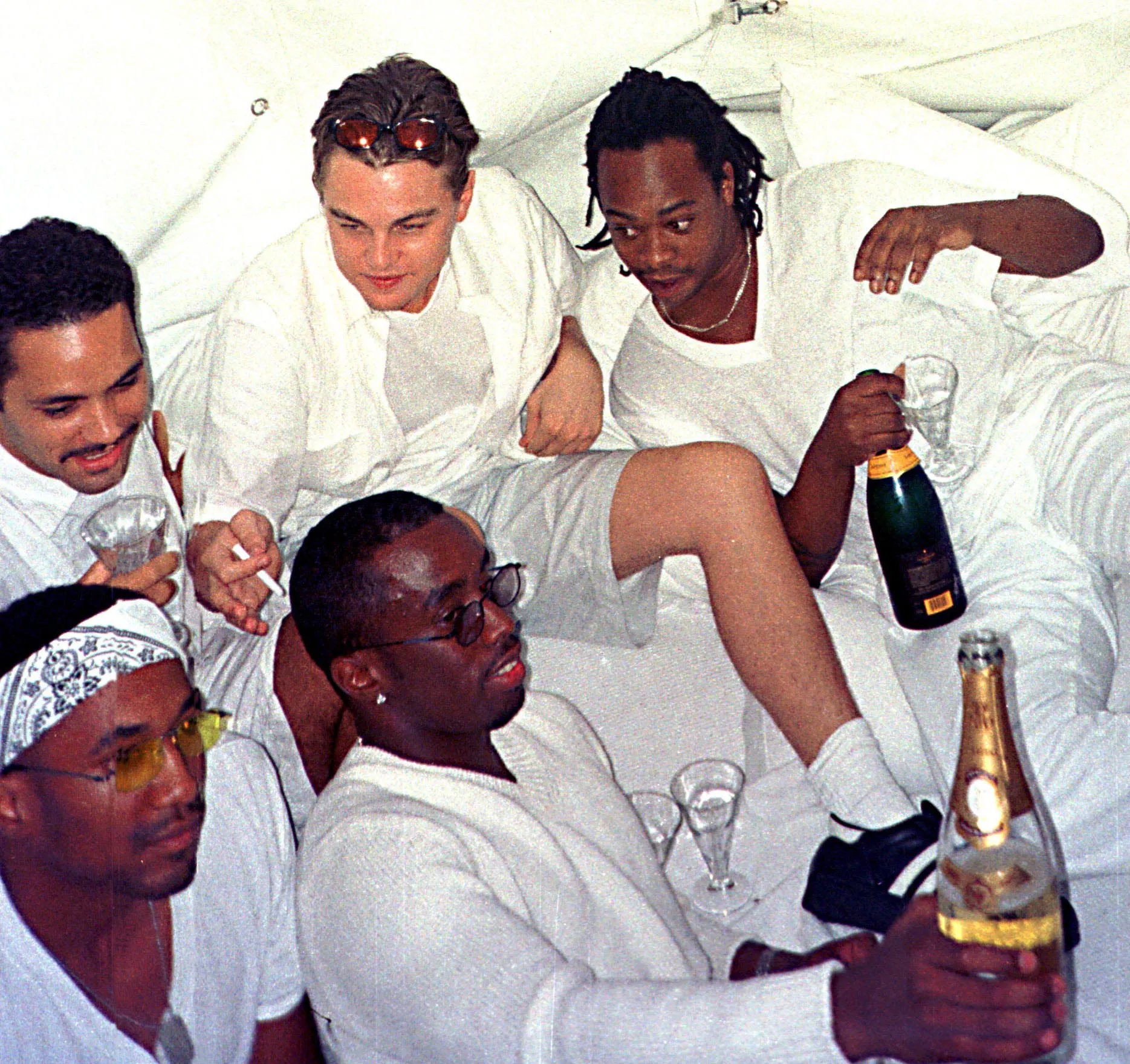 Sean Combs white party with leonardo dicaprio.