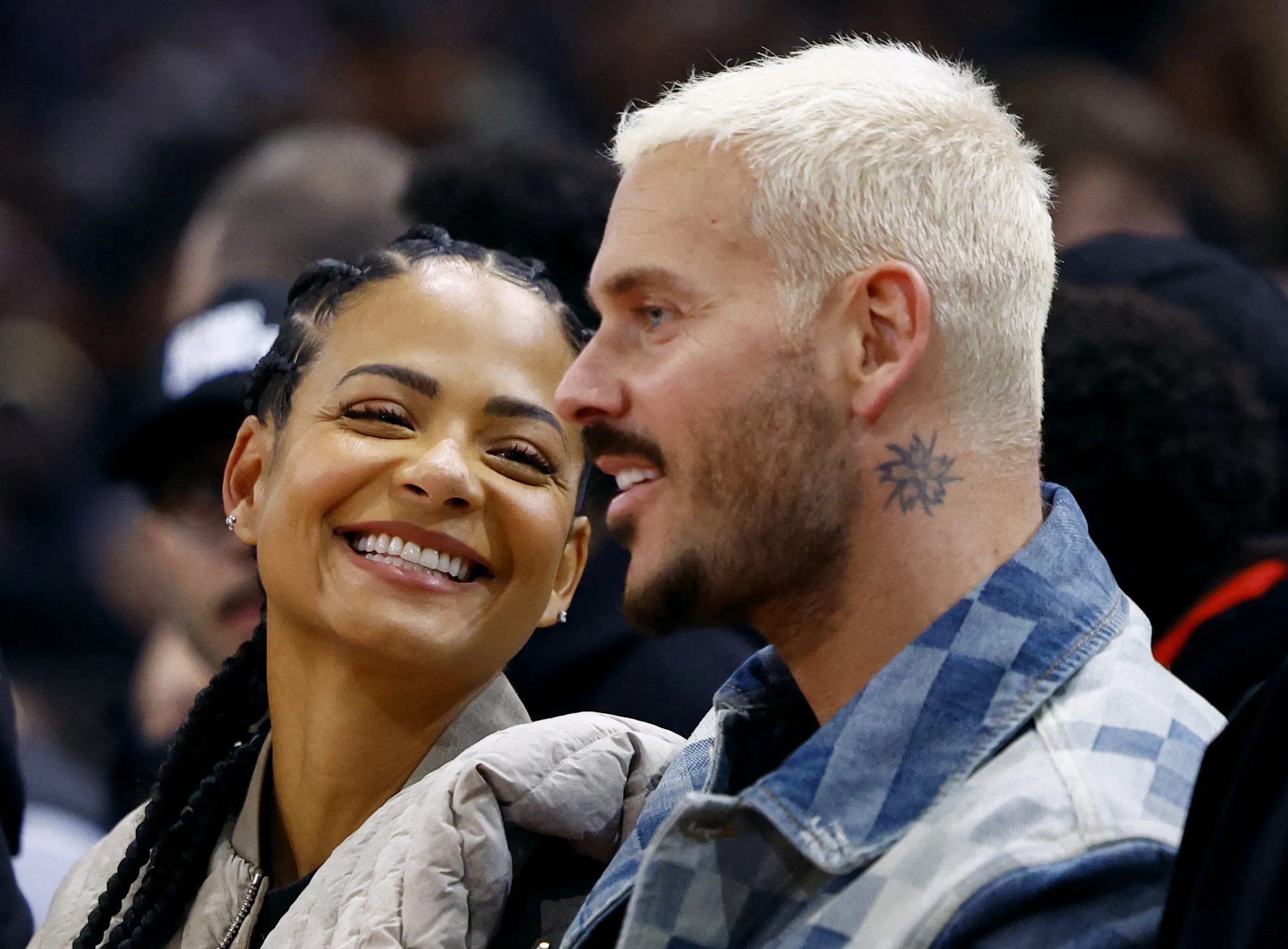 Singer Christina Milian sat alongside partner Matt Pokora