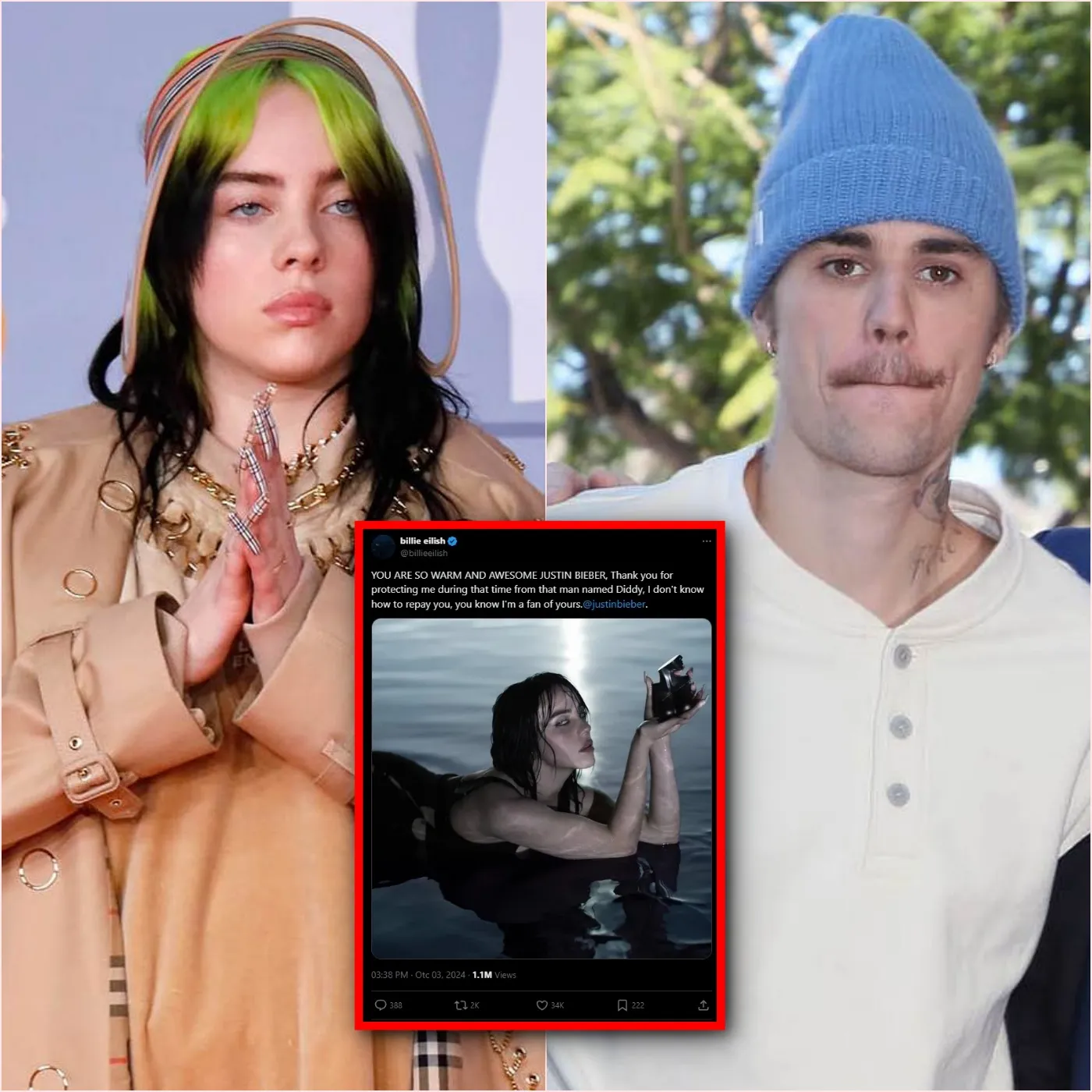 “You’Re So Warm And Awesome Justin” Billie Eilish Thanks Justin Bieber For Protecting Her And Warning Her About Diddy’S Threats When She First Became Famous. – Vc