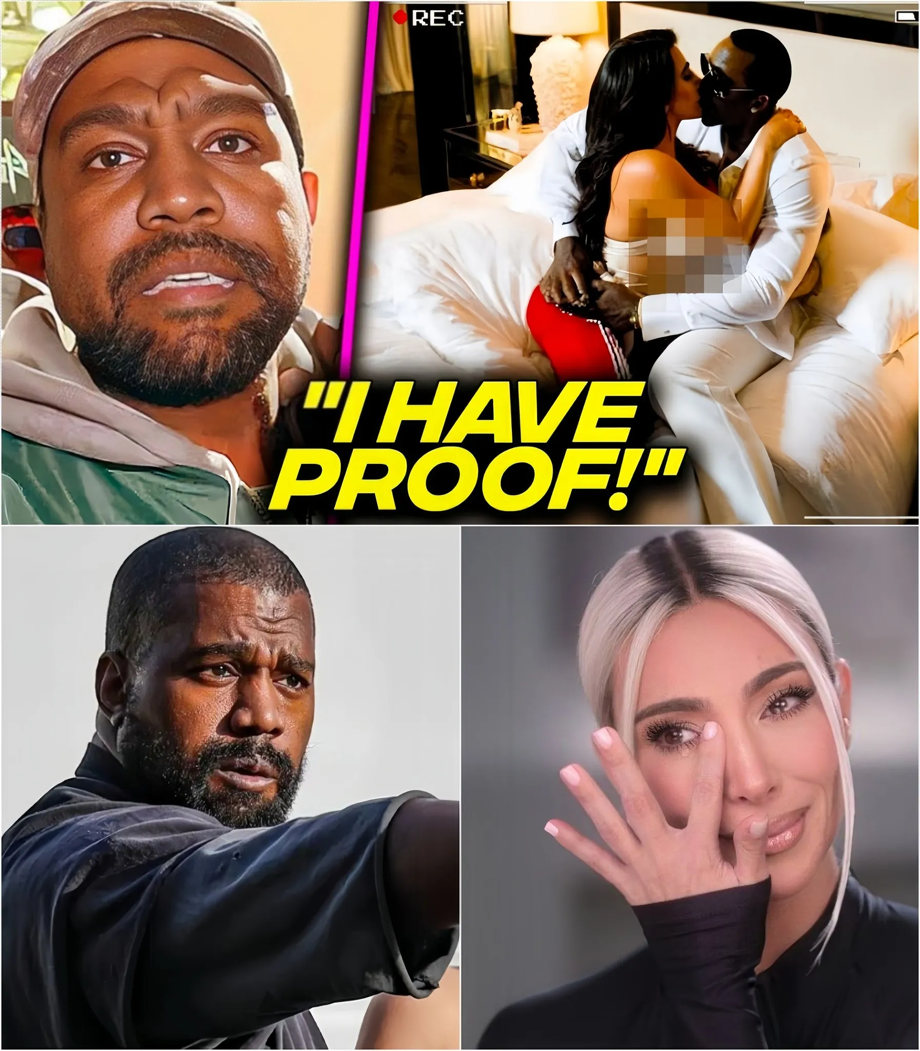 Kanye West Calls Kim Kardashian A 'Vixen' After Discovering 'Fondling' Video Of Her And Diddy, While She Has 4 Children....See the full story below 👇