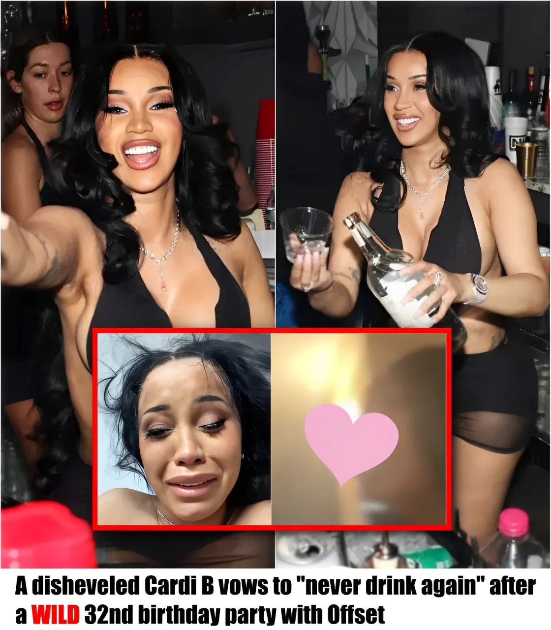 A Disheveled Cardi B Vows To “Never, Ever Drink Again” After A “Wild” 32Nd Birthday Party With Offset