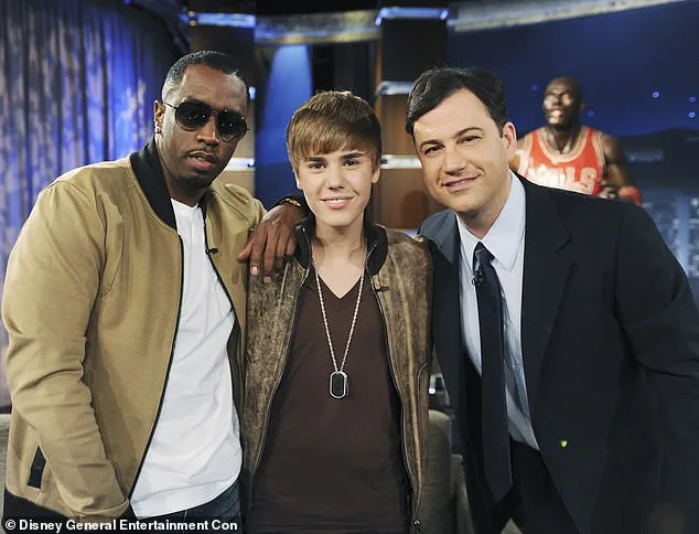 Diddy, Justin Bieber and Jimmy Kimmel on the show in 2011 - the video has since resurfaced