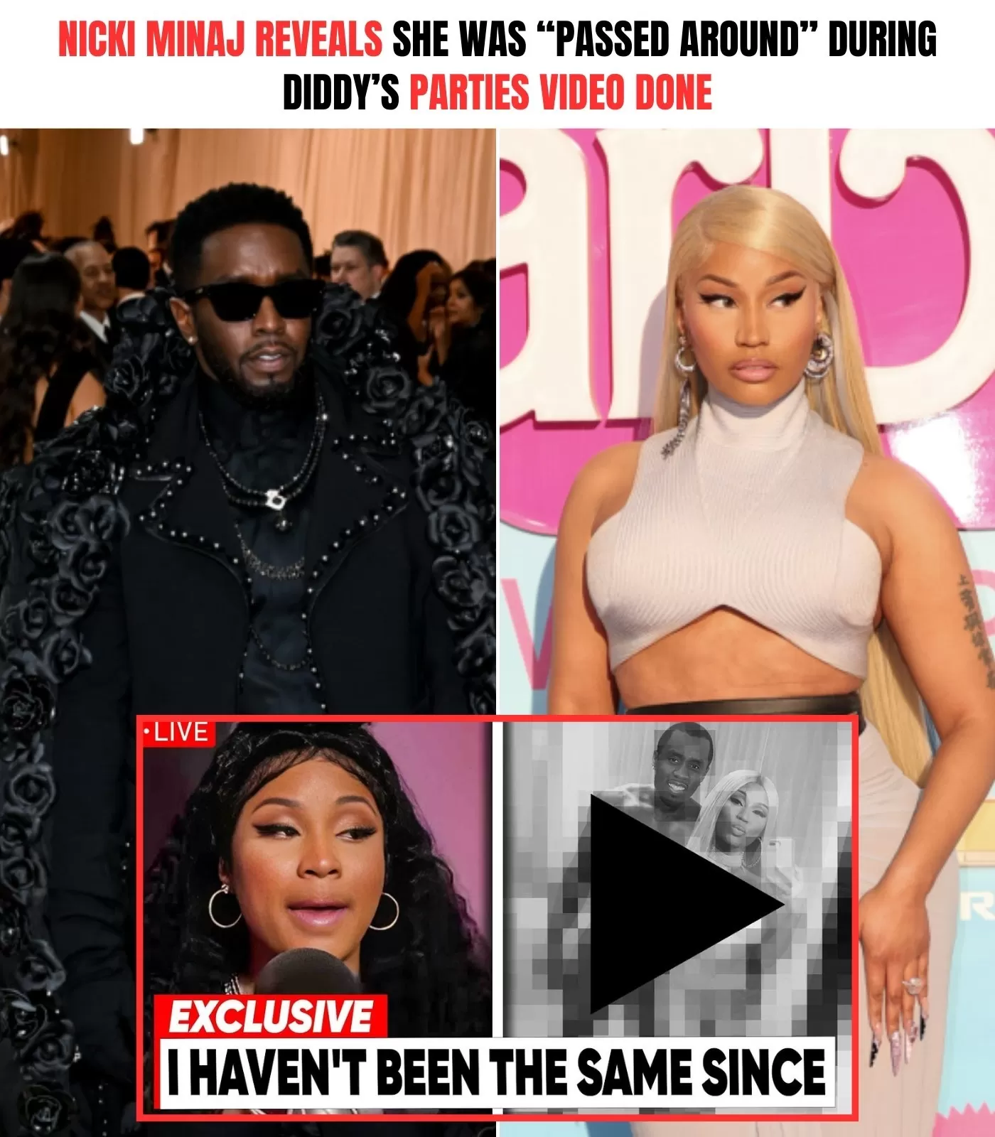 Sh0Cking: Nicki Minaj Reveals She Was “Passed Around” During Diddy’S Parties Video Done